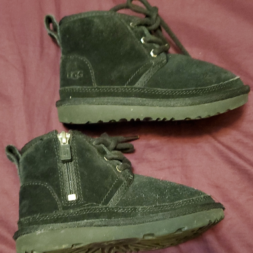 UGG Kids Black Suede Lace & Zip Ankle Boots